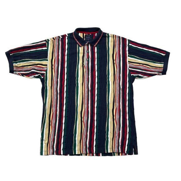Cotton Traders Polo Men's Size Medium 3D Knit Coogi Style Vintage Polo Shirt - Picture 1 of 9
